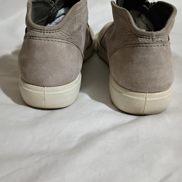 ECCO SOFT 7 Asymmetric-Side-Zip Suede Ankle Booties Low Sneakers Tan Comfort - Picture 5 of 10
